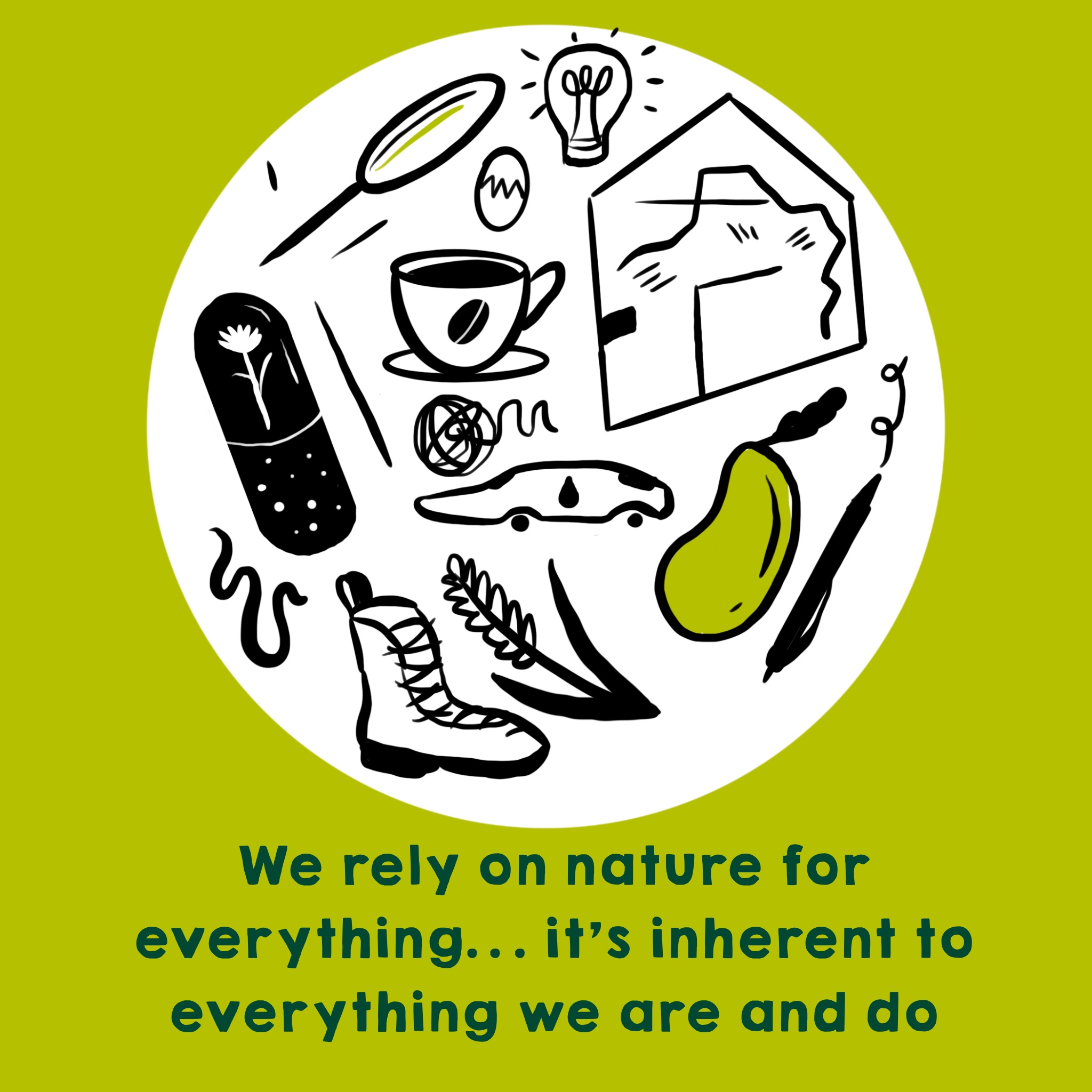 Dependemos de la naturaleza para todo… es inherente a todo lo que somos y hacemos. Ilustración por Josie Ford